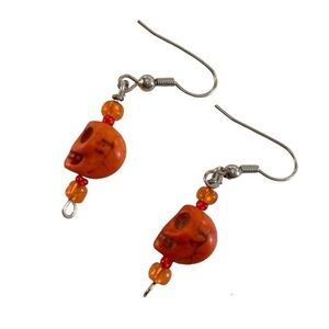 Orange Skull Earrings